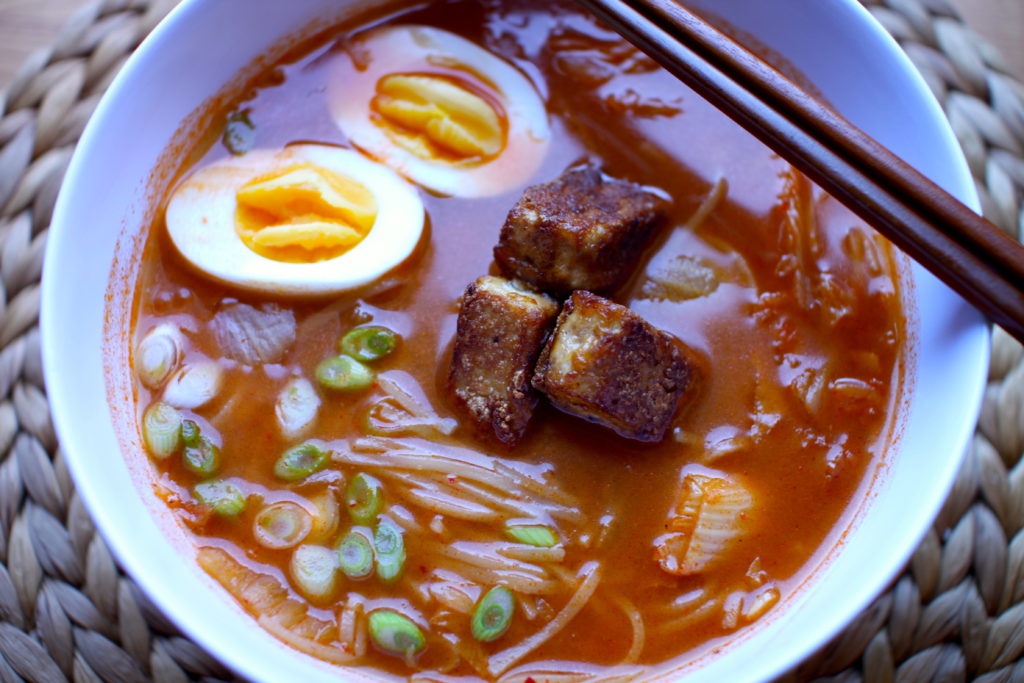 Spicy Kimchi Noodle Soup Recipe | Immoderate Makings