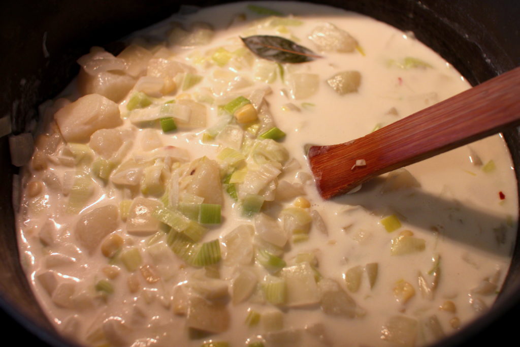 Salmon Chowder Cooking