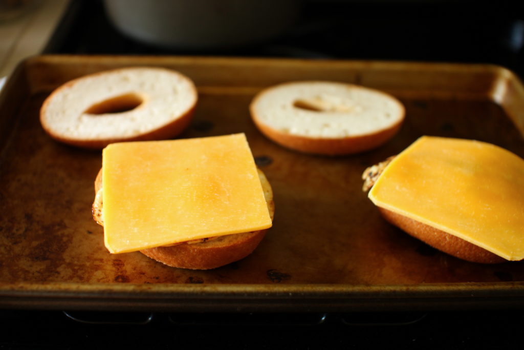 Cheese and Eggs on Bagels