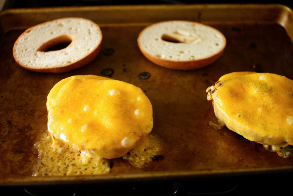 Cheese and Eggs on Bagels