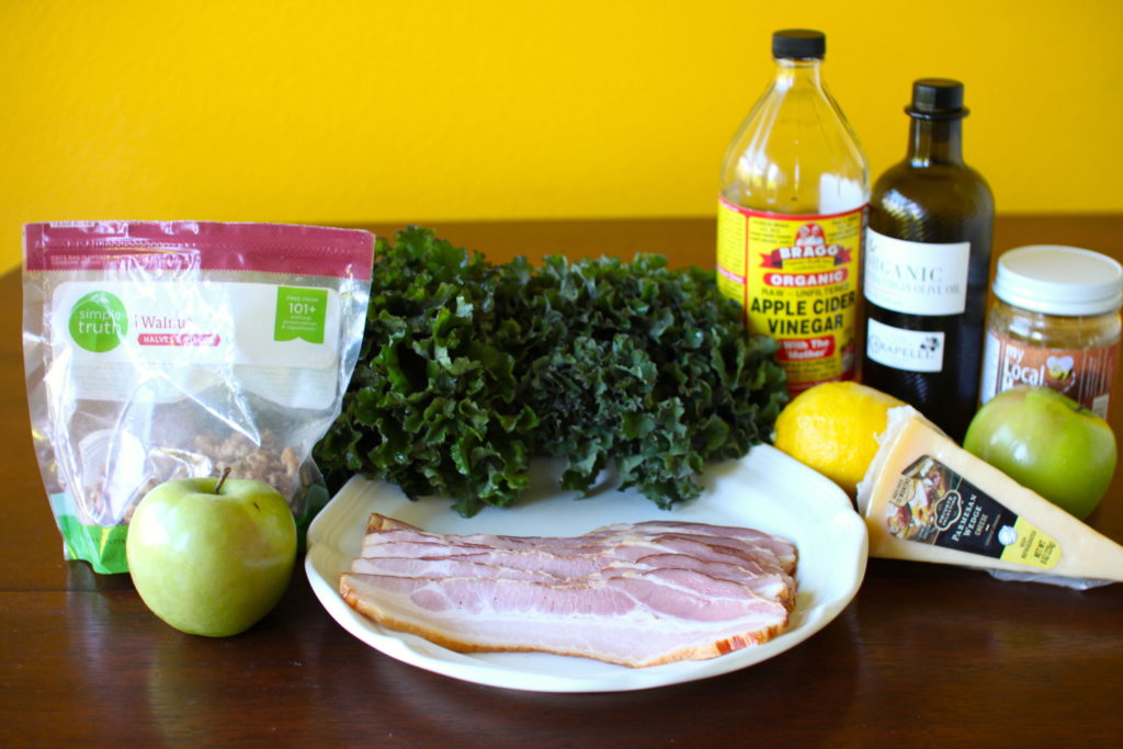 Bacon Apple Kale Salad ingredients