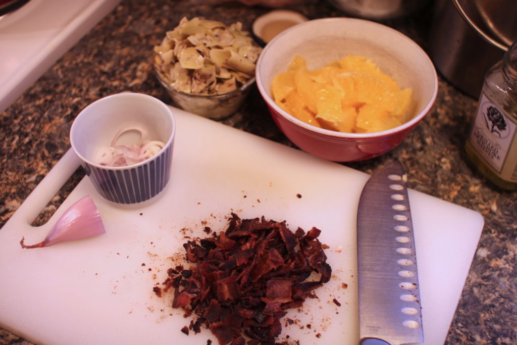 Bacon Artichoke Spinach Salad ingredients