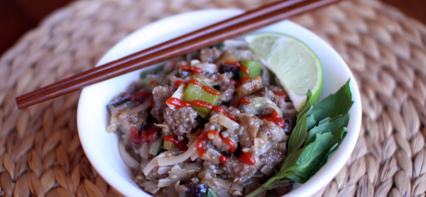 Eggplant Basil Noodles