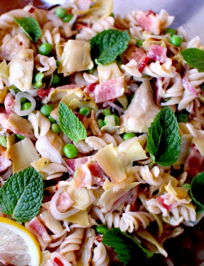 Bacon Pea Parm Pasta