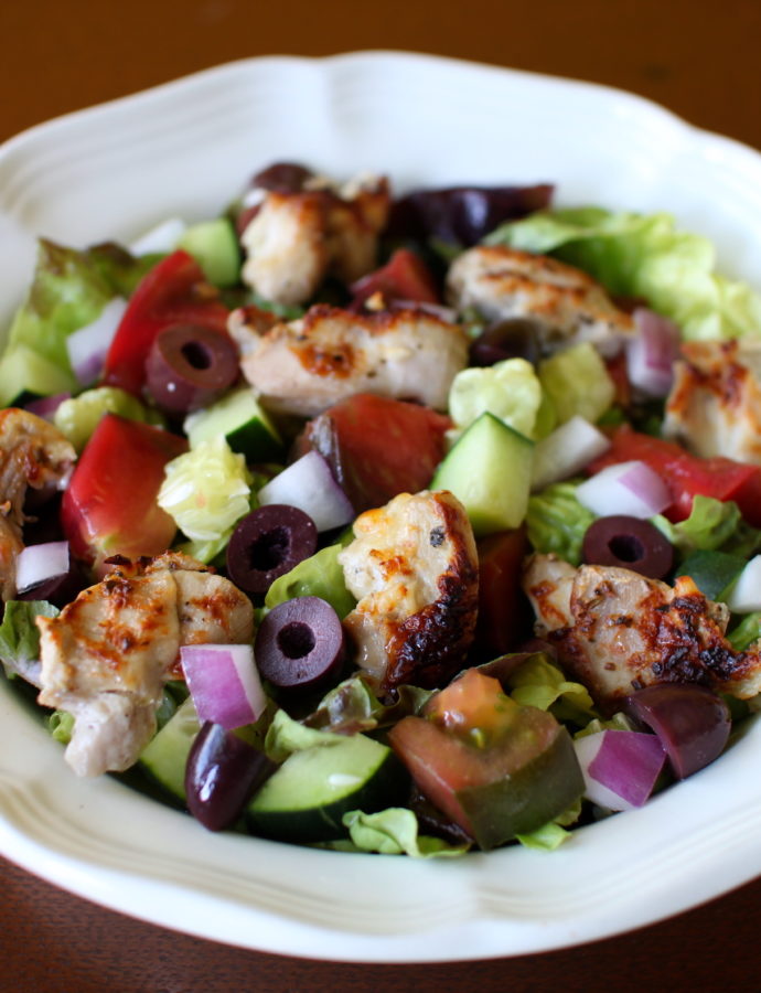 Greek Salad with Grilled Chicken and Tzatziki