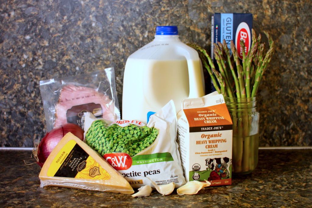 Springtime Spaghetti Alfredo ingredients