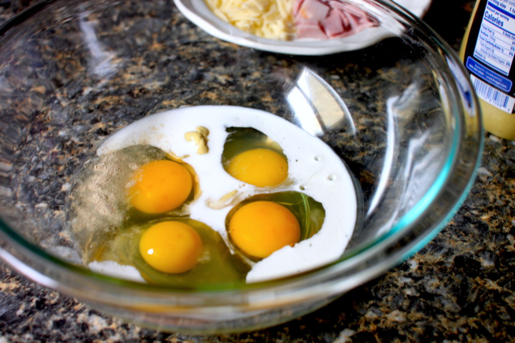 Ham and Swiss Omelet preparation