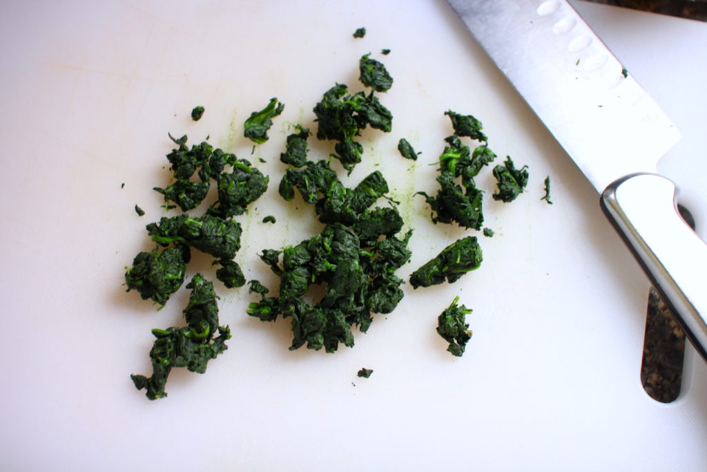 Wilted chopped spinach