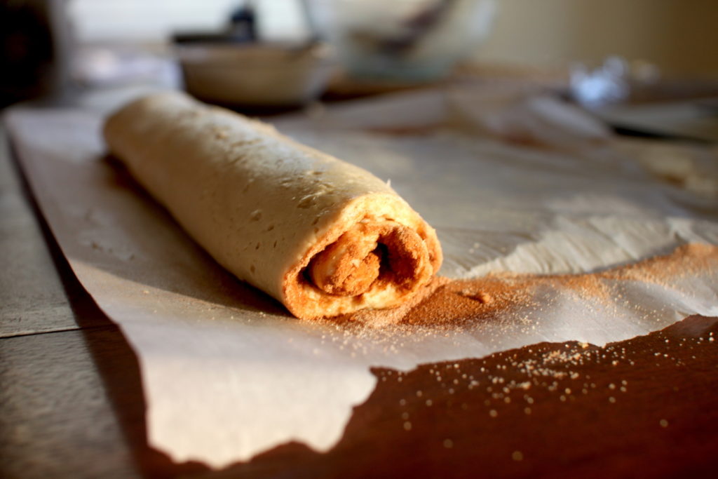 Rolled gluten-free cinnamon roll dough