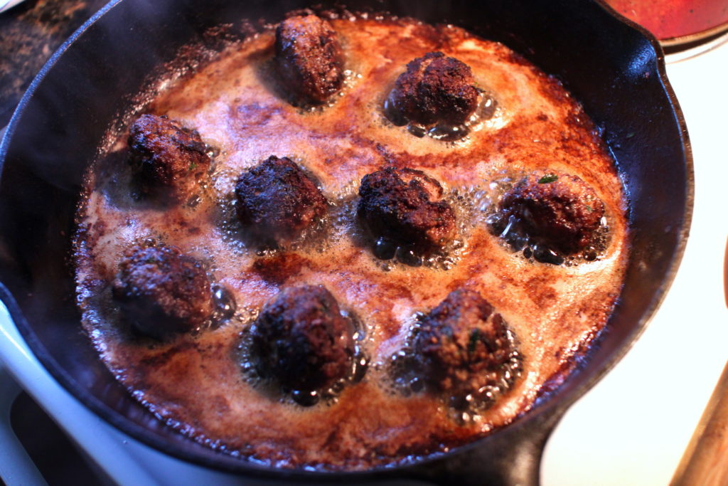 Gluten-Free Meatballs cooking