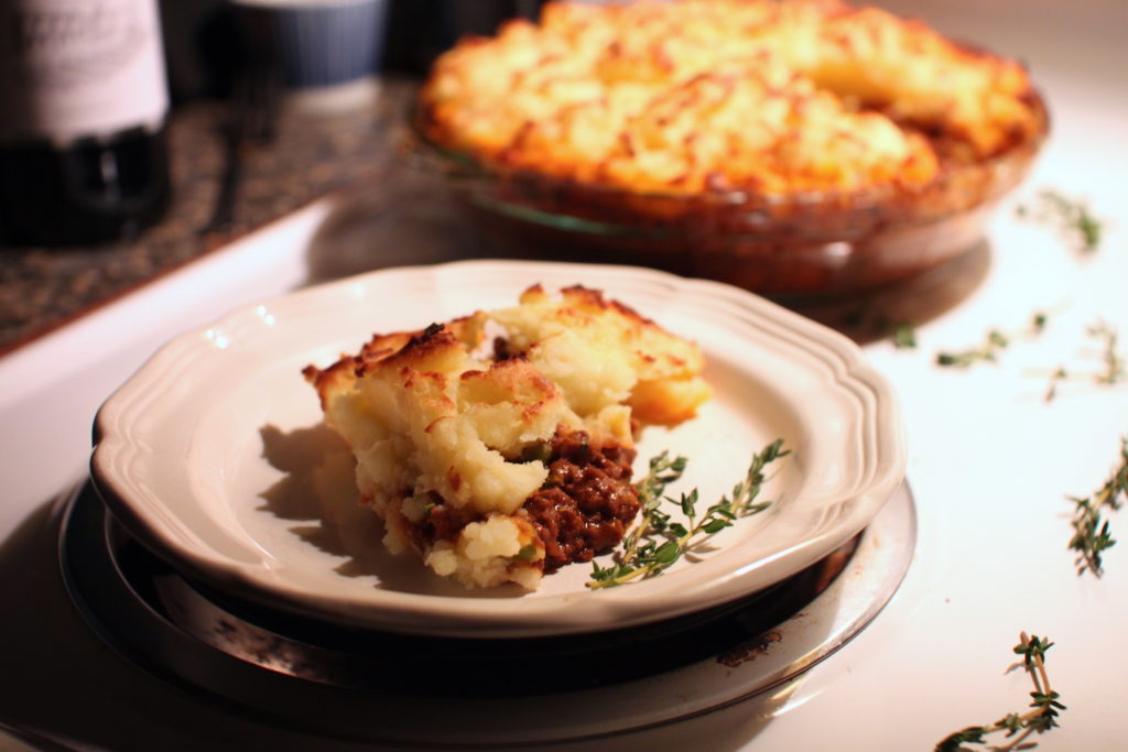 Photo of a piece of cooked cottage pie